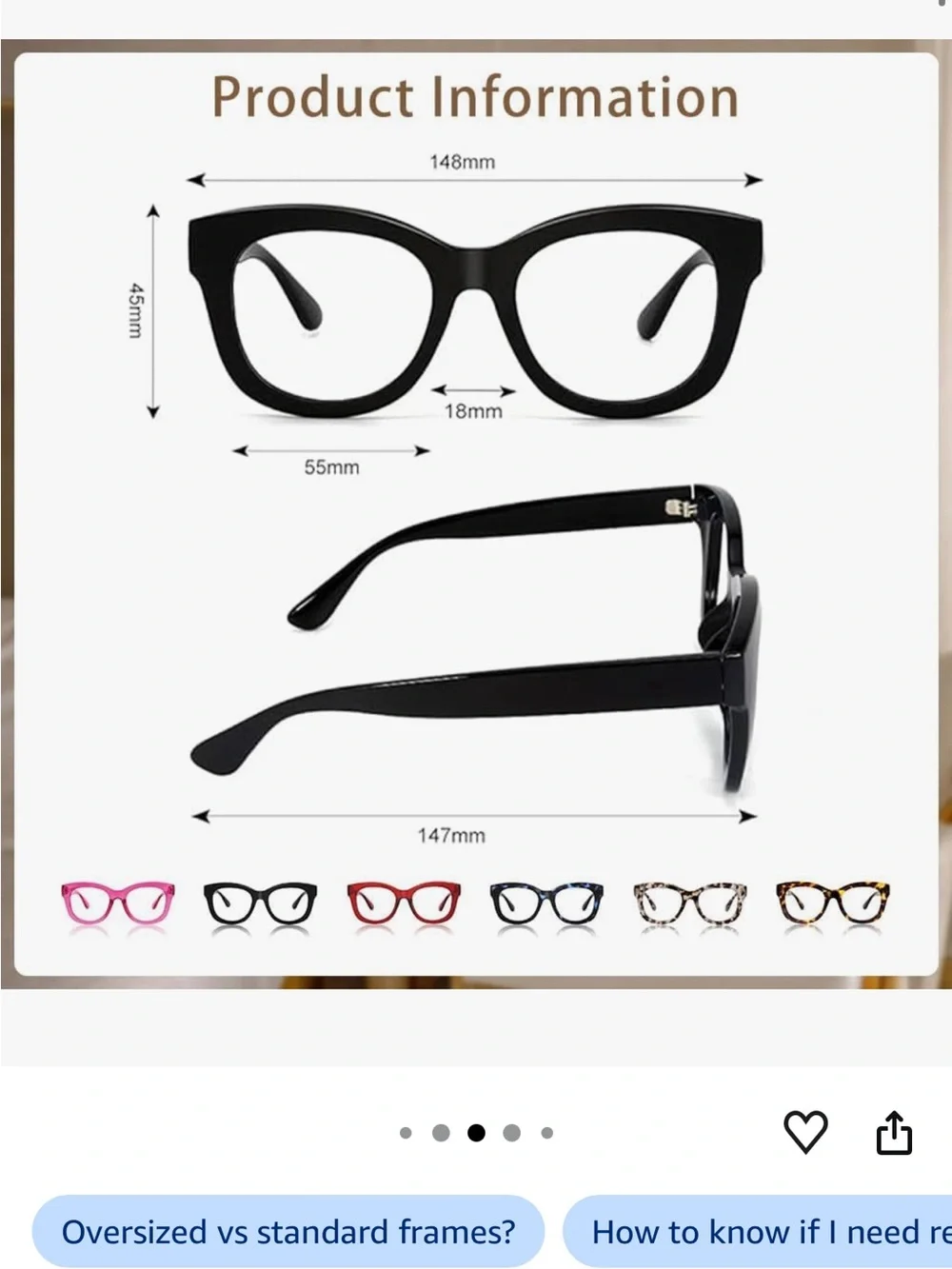 Oversized Black Cat-Eye Reading Glasses (+1.00)